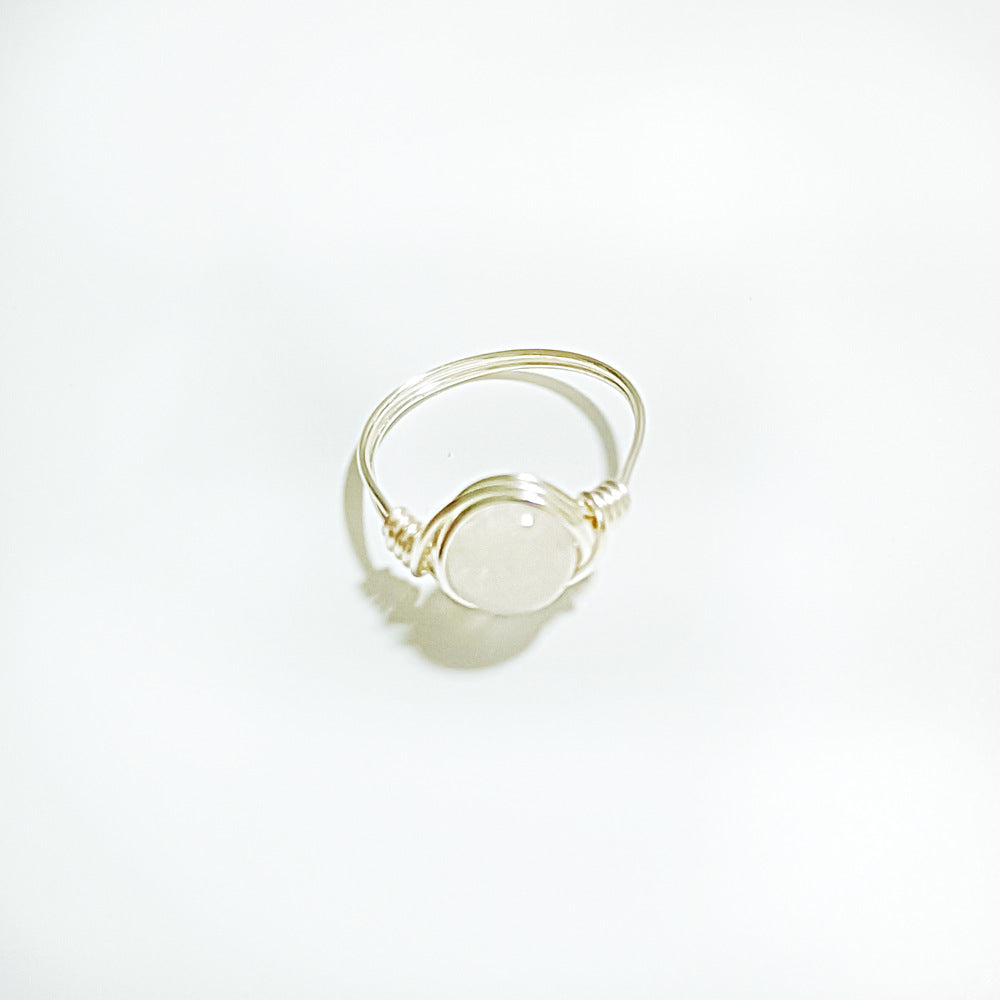Bague d'améthyste en agate simple et naturelle à la mode