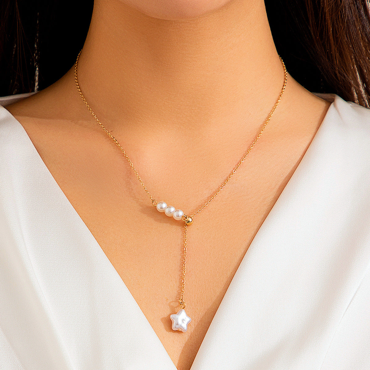 Collier à tirer conçu avec perle étoile à cinq branches