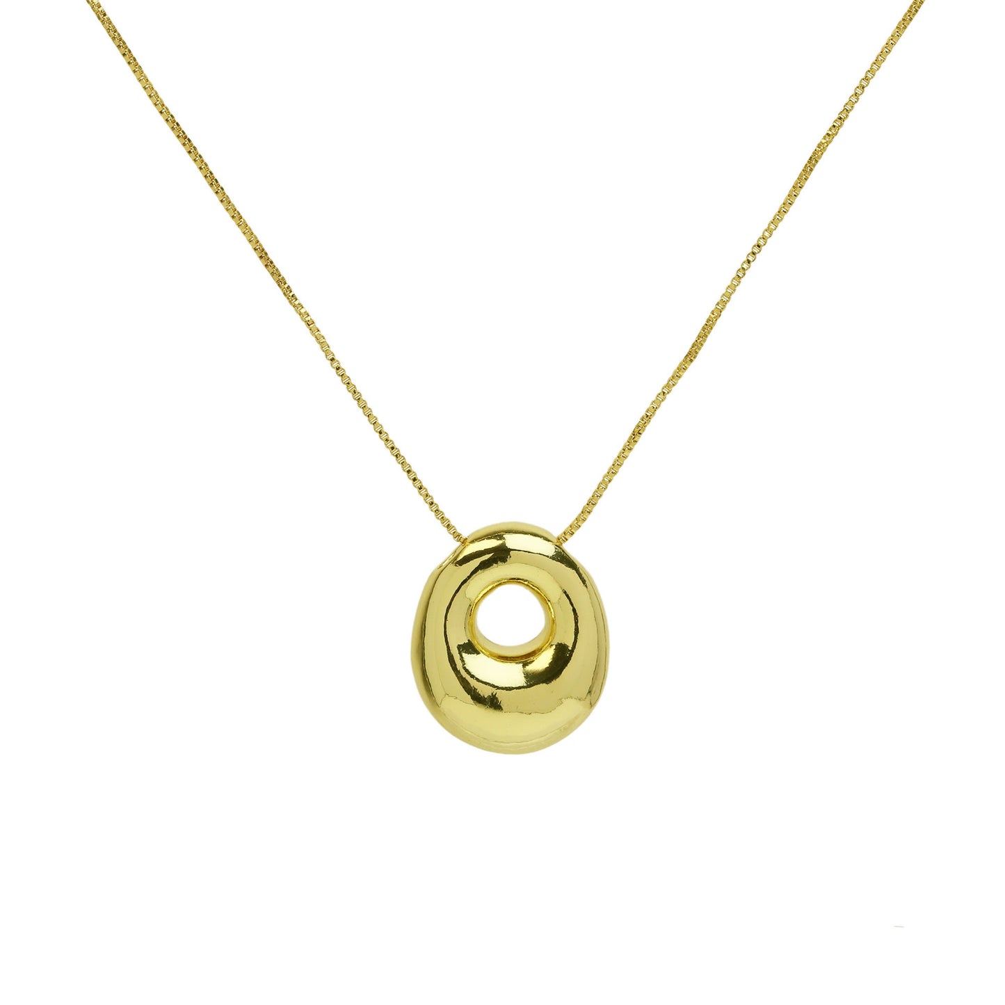 Brass Glossy Balloon English Letter Pendant Necklace
