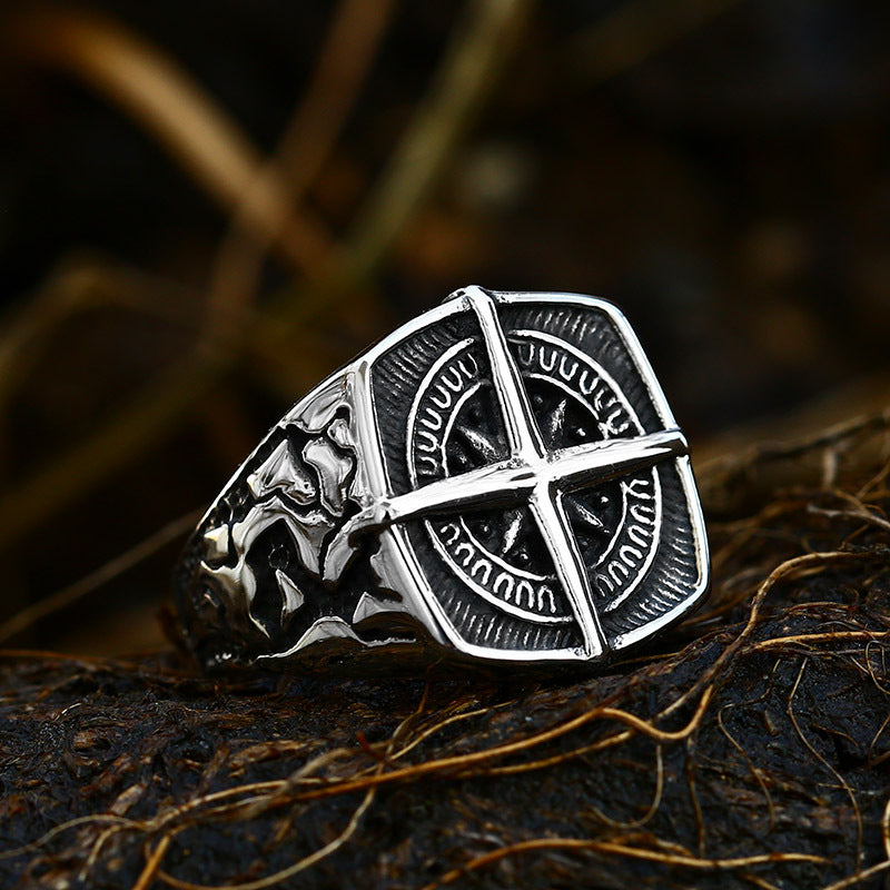 Bague d'ancrage de bateau pour hommes, boussole Vintage en acier titane