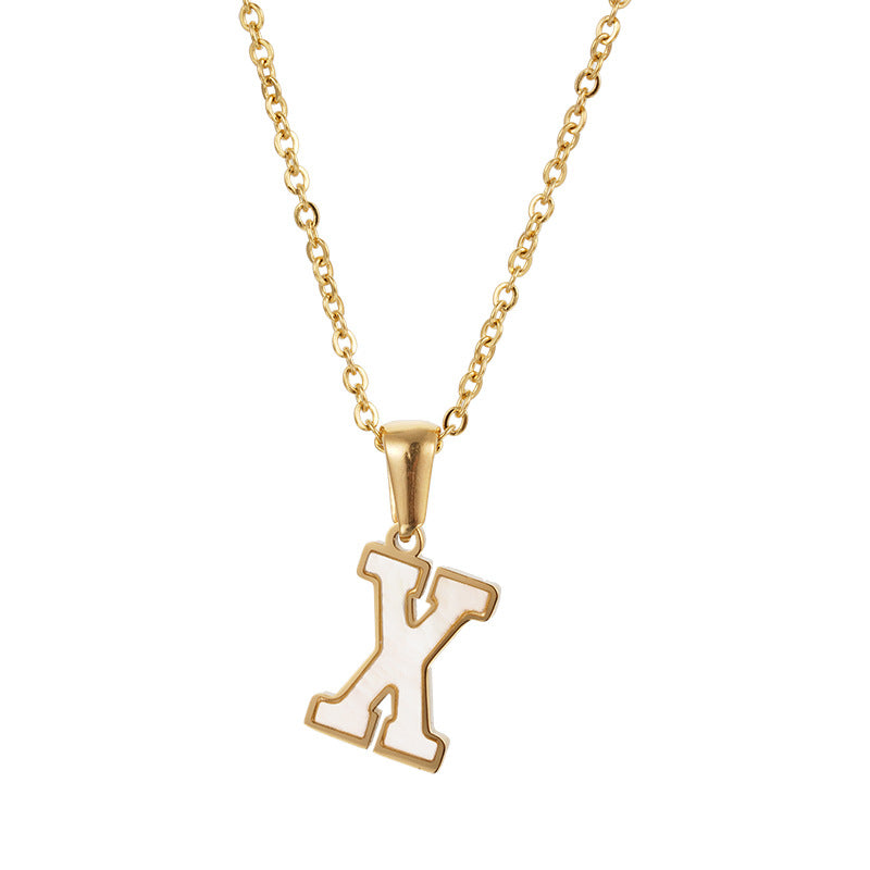 18K Gold Shell Stainless Steel Letter Pendant Necklace