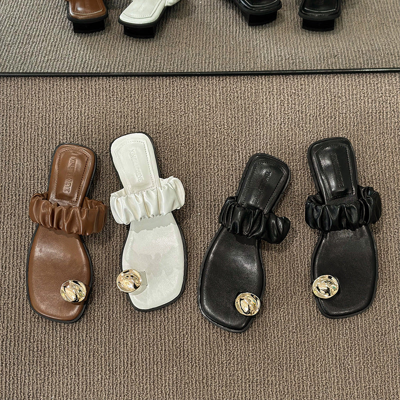Zapatillas de plataforma con zapatos de playa Muffin de cabeza cuadrada