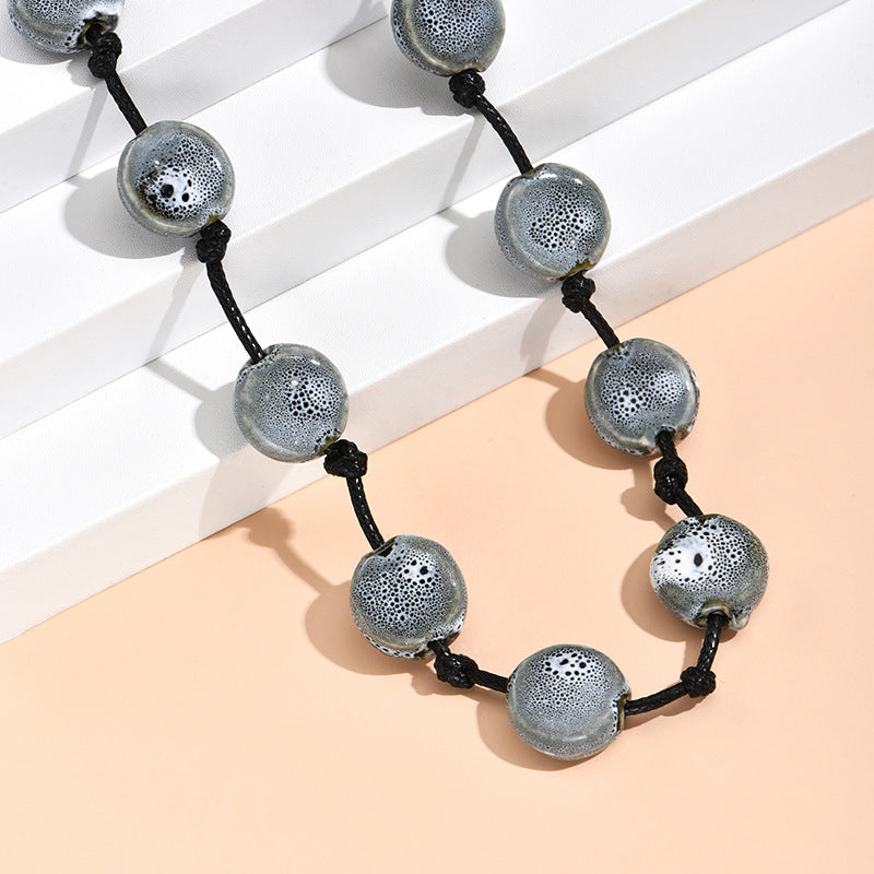Simple Flat Beads Long Necklace For Women