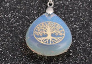 Crystal Water Drop Pendant Crafts Carved Lucky Tree Necklace