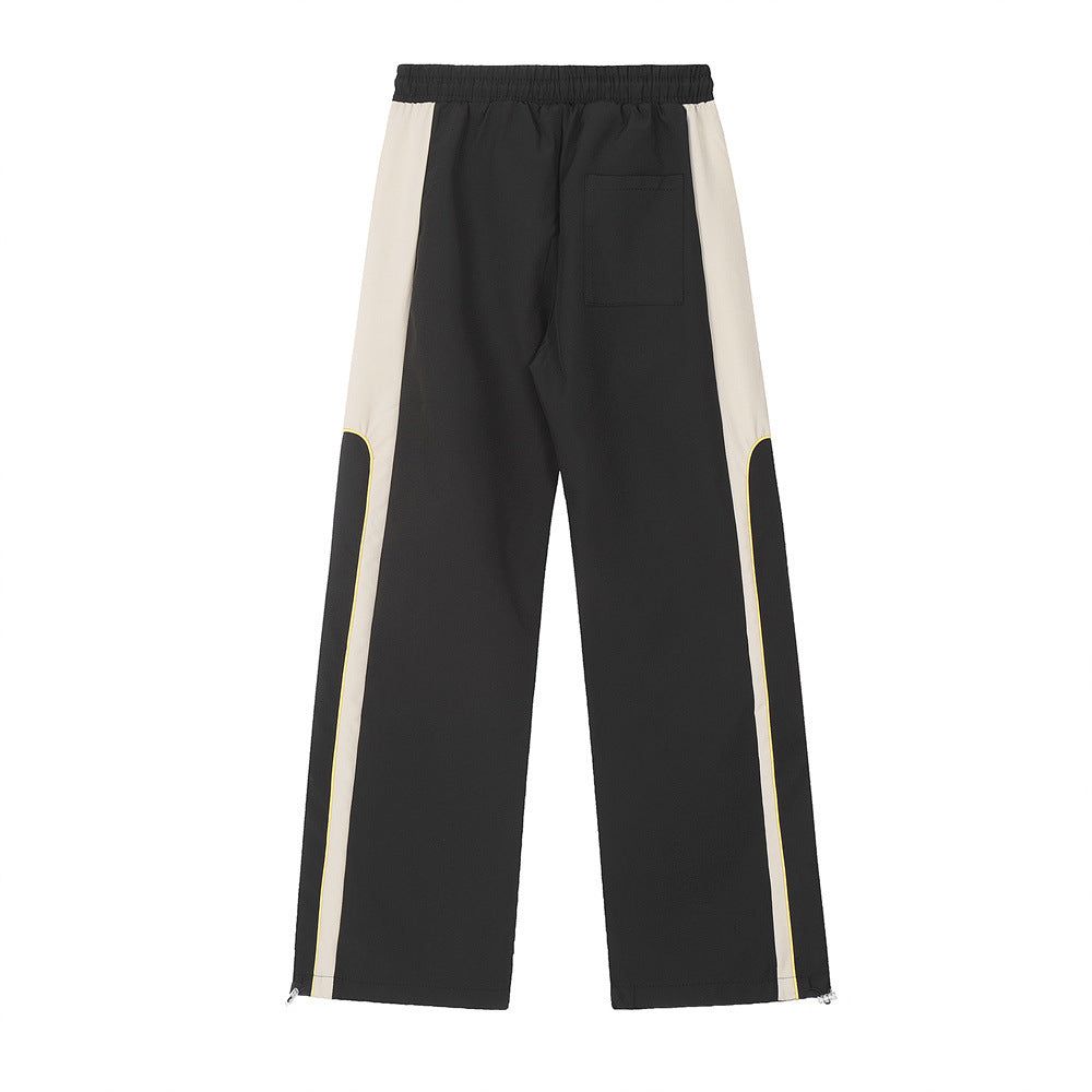 Side Stitching Contrast Color Straight-leg Trousers Men