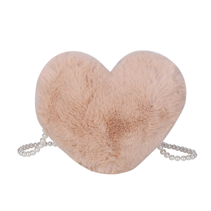 Women's Cute Fashion Furry Heart-shaped Chain Bag