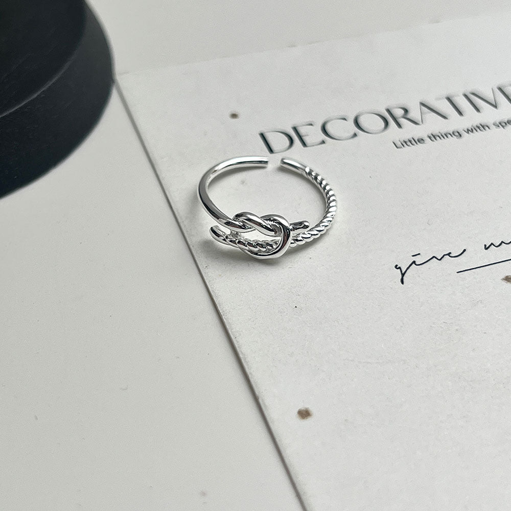 Sterling Silver Knotted Twisted Opening Ring Women