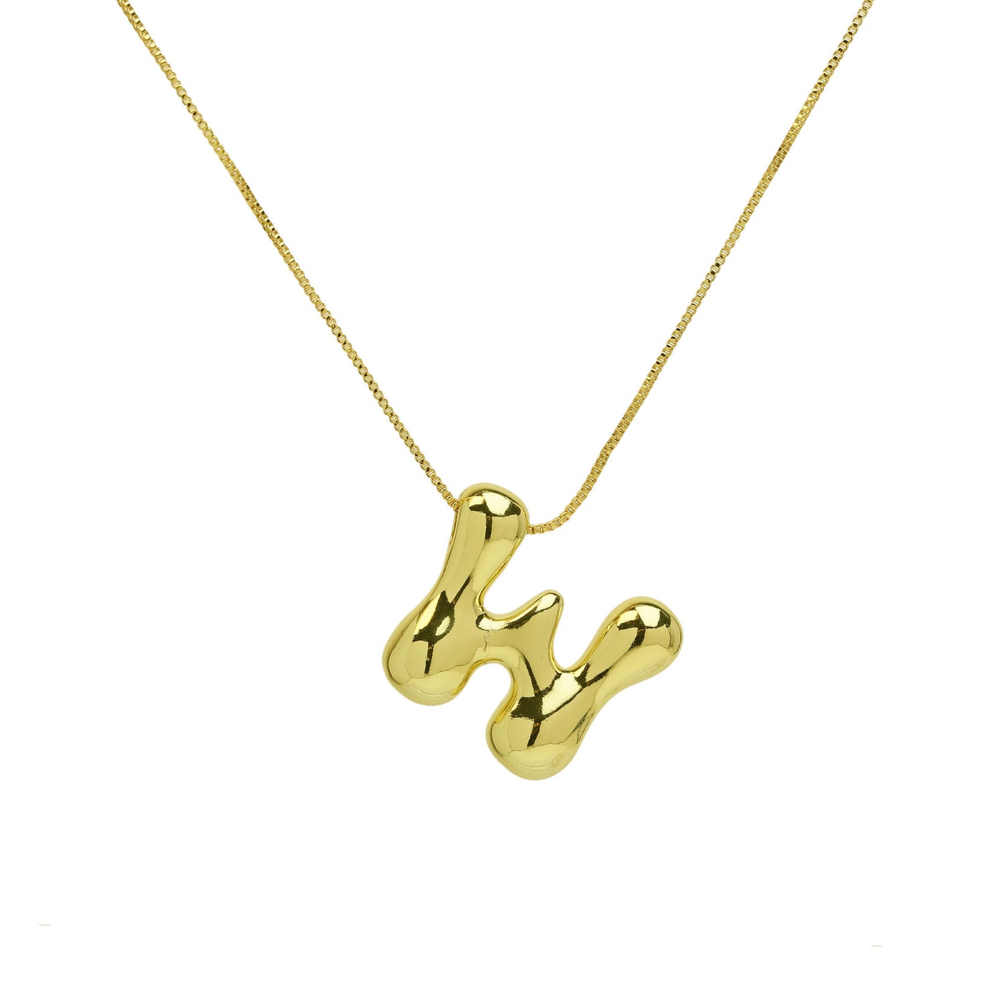 Brass Glossy Balloon English Letter Pendant Necklace