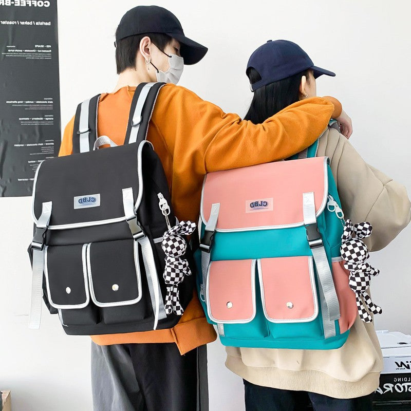Cartable d'étudiant aux couleurs assorties, Style coréen, polyvalent, grande capacité