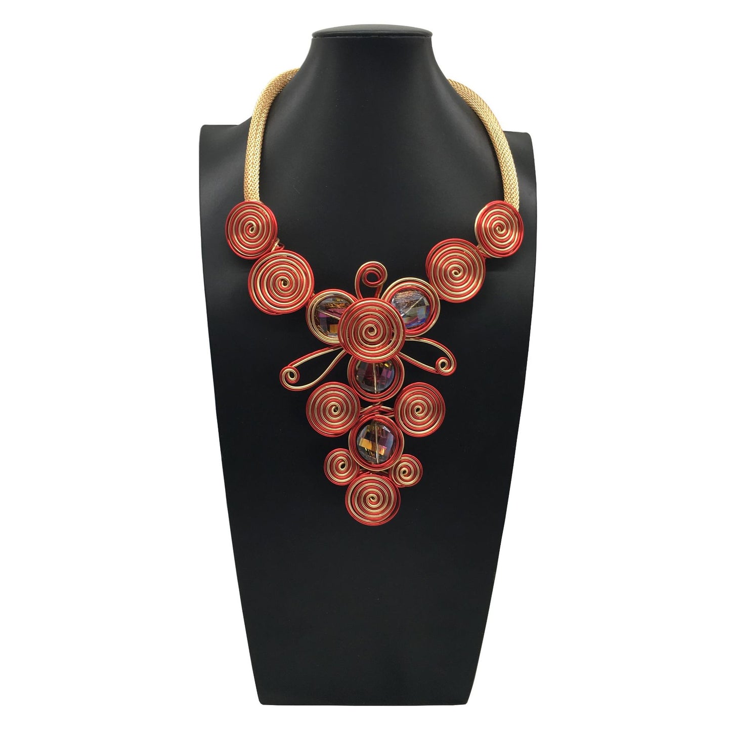 Collier tissé en fil d'aluminium et cristal à la mode