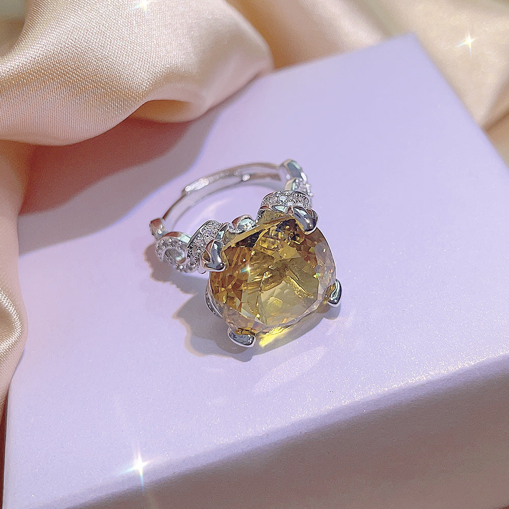 Pendentif aigue-marine et topaze, costume de diamant jaune