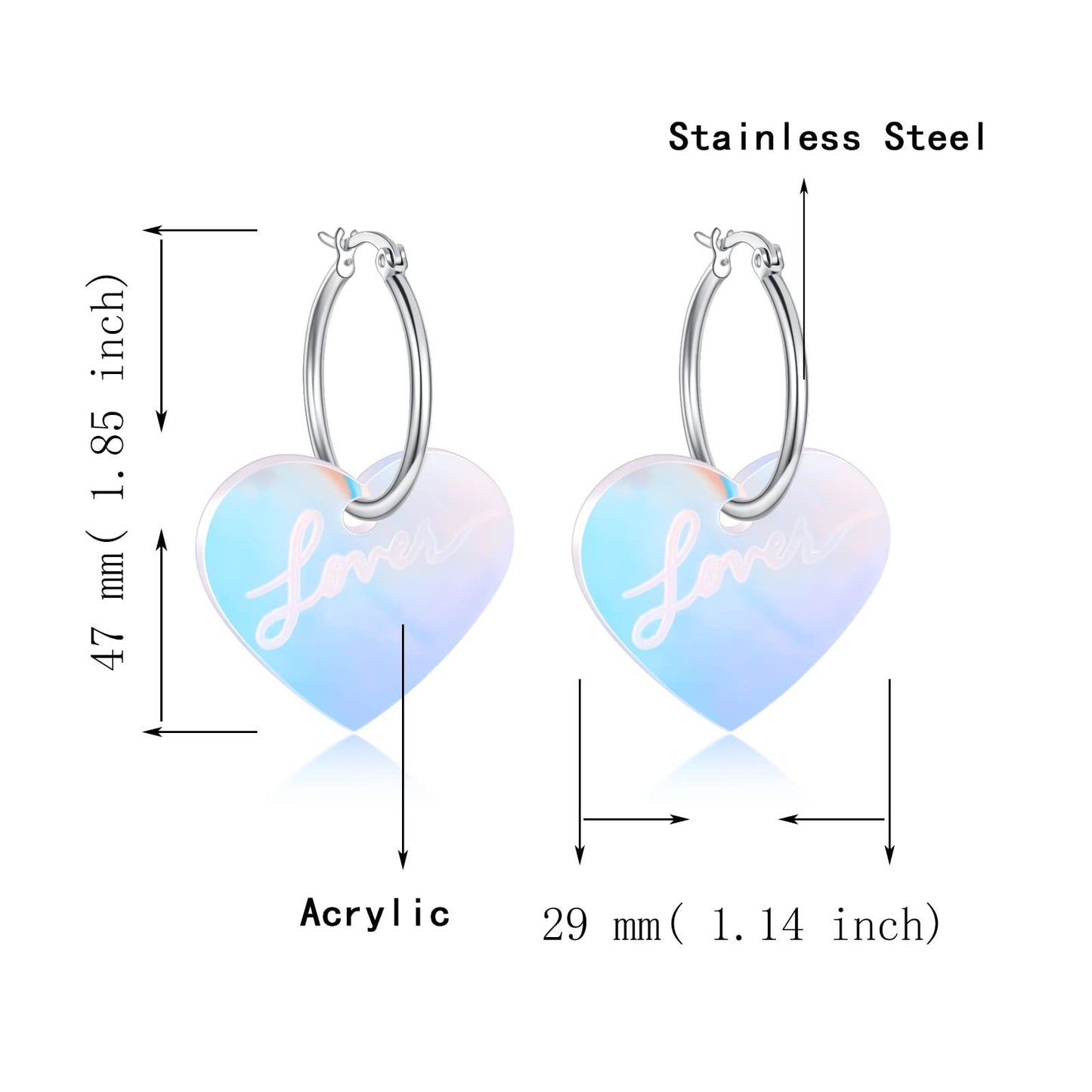 Boucles d'oreilles exagérées en acrylique à changement de couleur au laser coloré