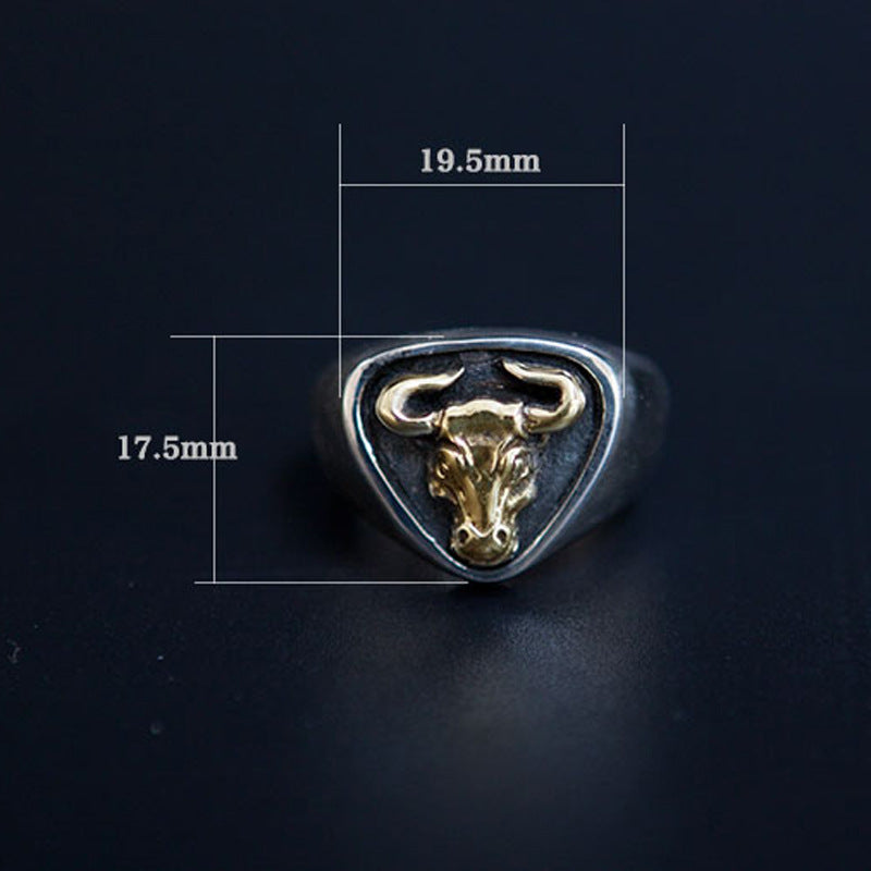 Anillo de vaca con separación de color plateado y cobre