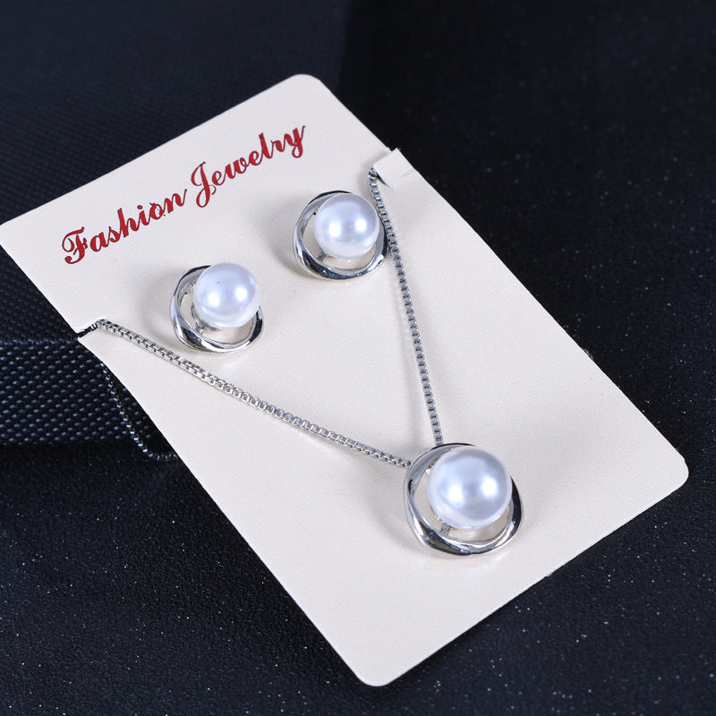Suite de collier et boucles d'oreilles en alliage de galvanoplastie, Imitation de perles