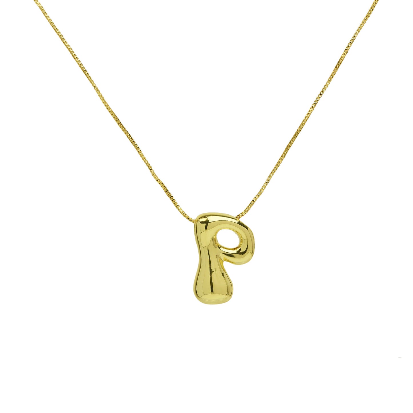 Brass Glossy Balloon English Letter Pendant Necklace