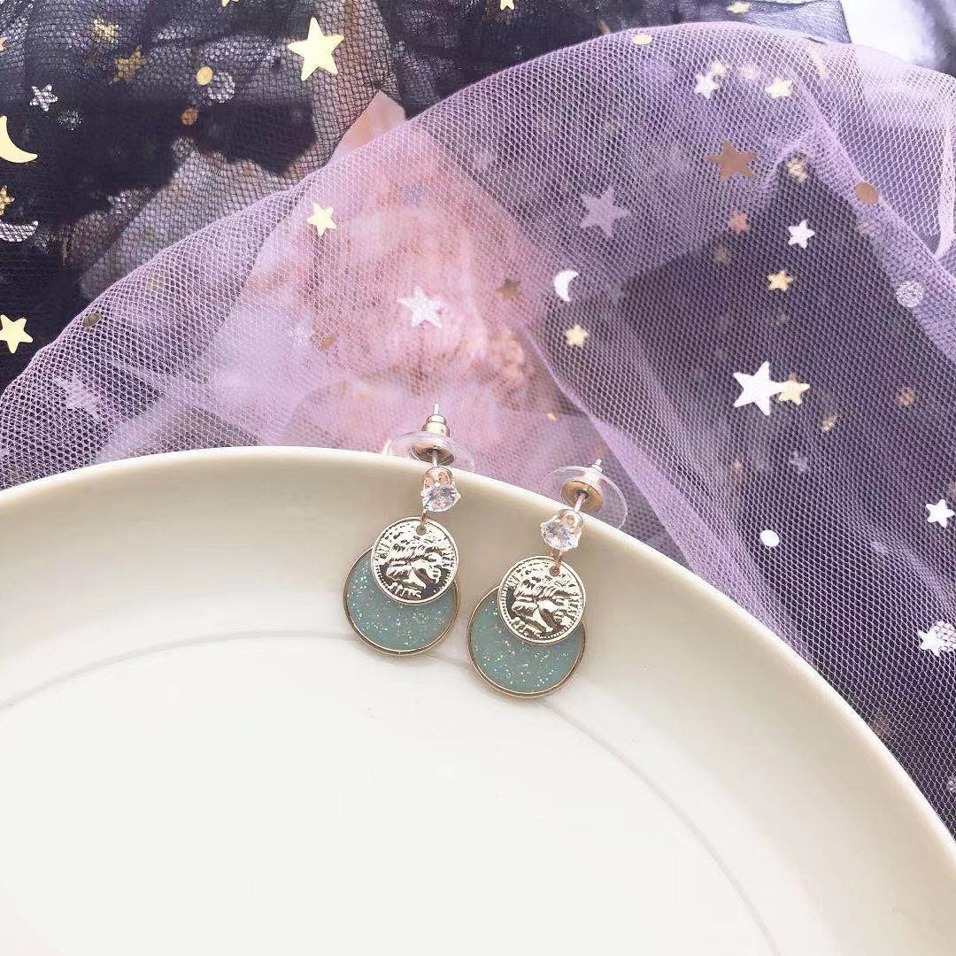 Petites boucles d'oreilles coréennes exquises, style froid