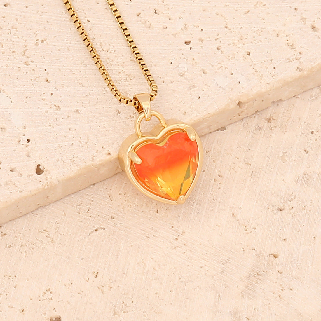 Collar De Corazón Degradado Multicolor De Moda