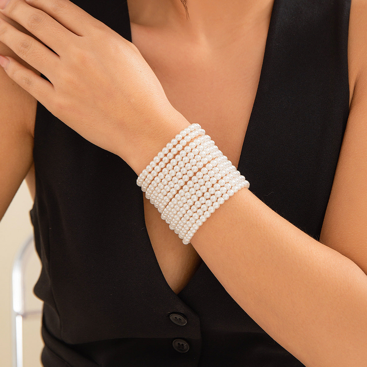 Collier femme multicouche Imitation perle baroque perlé