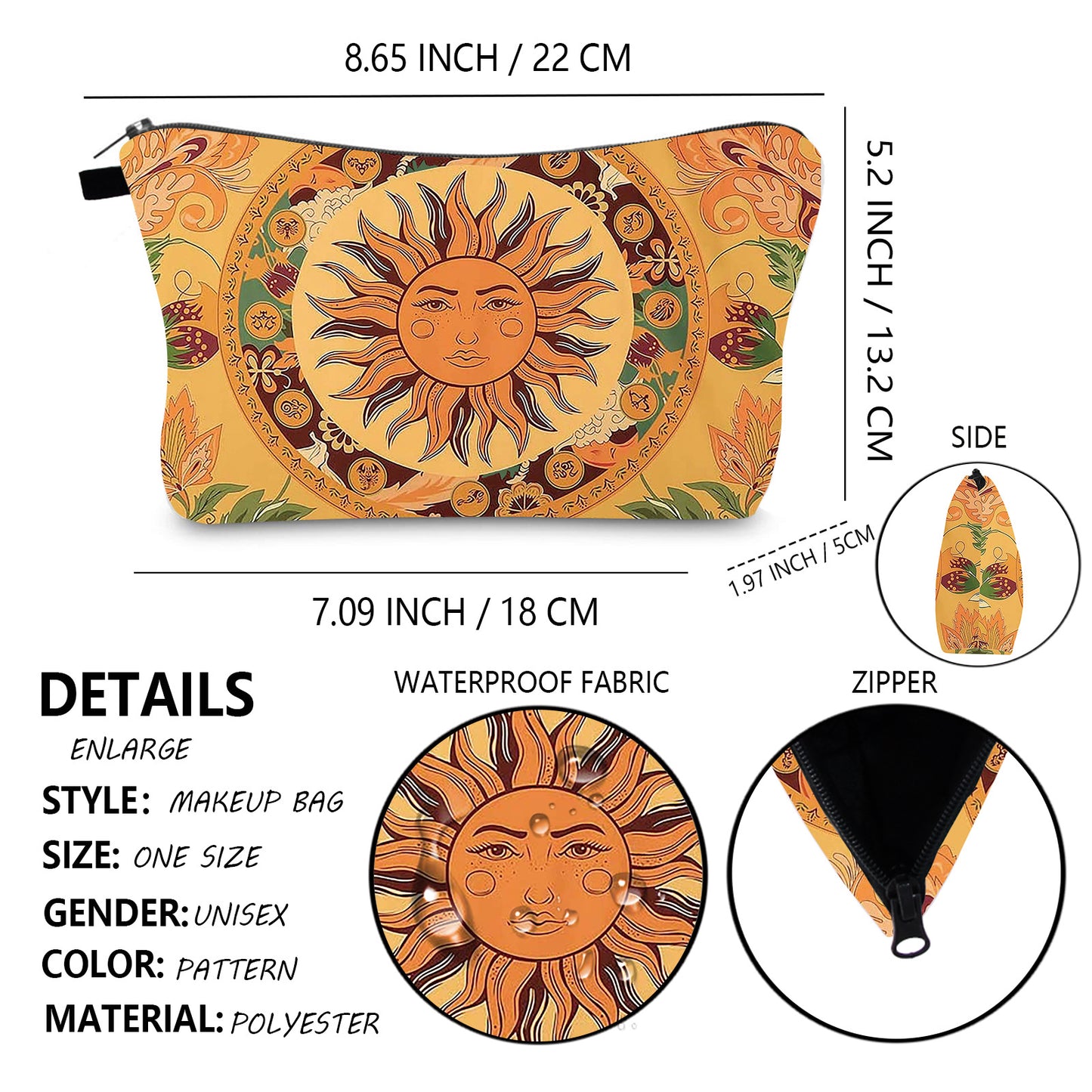 Trousse à cosmétiques européenne et américaine à motif de tournesol