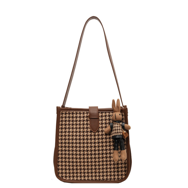 Sac à bandoulière élégant pied-de-poule tendance et assorti