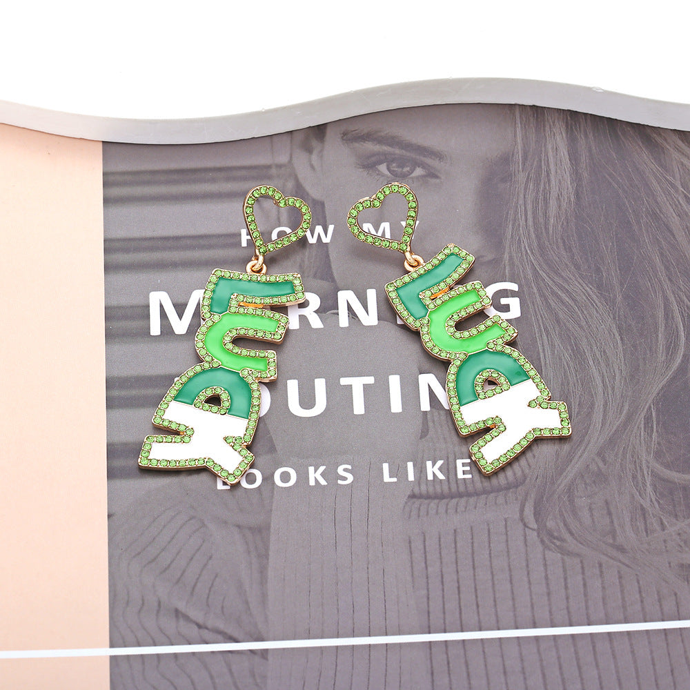 Personalized Creative Alloy Diamond Letters Earrings