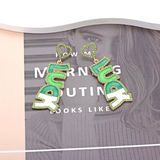 Personalized Creative Alloy Diamond Letters Earrings