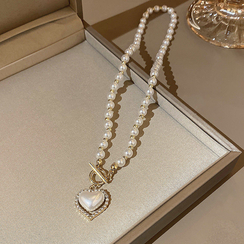 Collier de perles d'amour à coutures assorties pour femmes