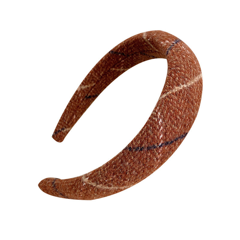 Bandeau en éponge à carreaux en laine, tempérament doux, ton chaud, haut tête de mort