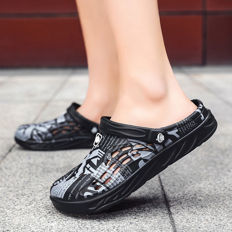 Zapatos con agujeros para hombre, zapatillas de talla grande, puntera