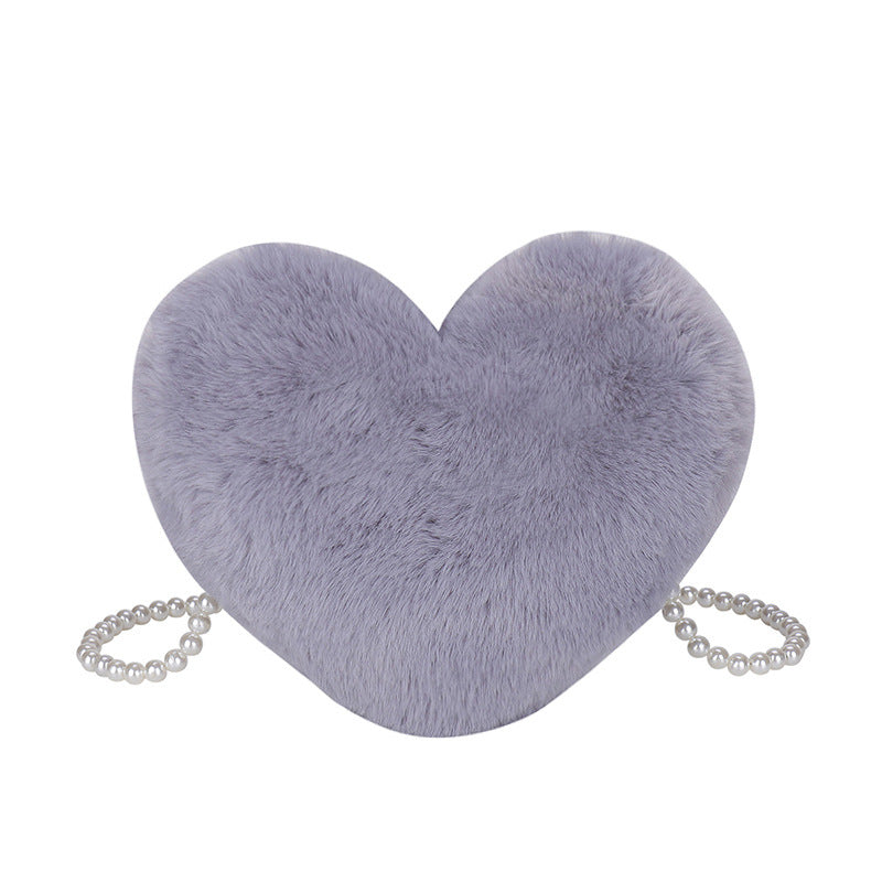 Women's Cute Fashion Furry Heart-shaped Chain Bag