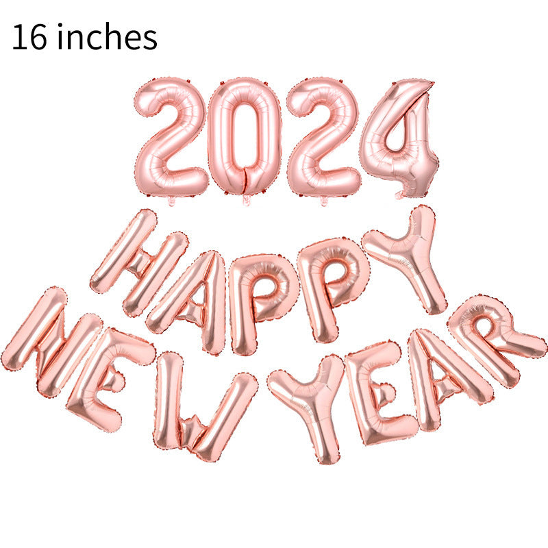 2024 Happy New Year Aluminum Balloon 16-inch Happynewyear
