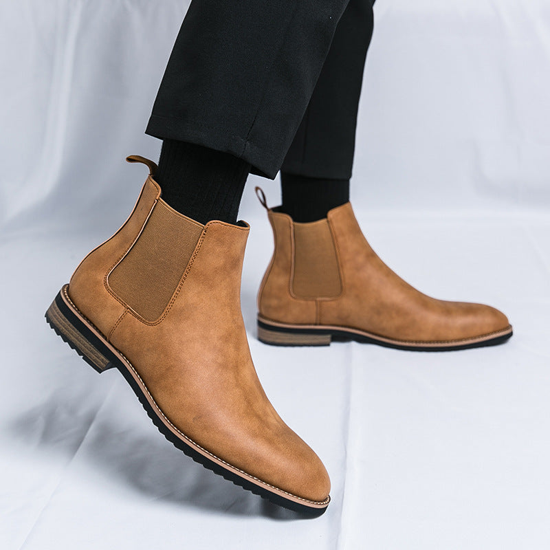 Chaussures en cuir pointues hautes de grande taille bottes Chelsea pointues britanniques pour hommes