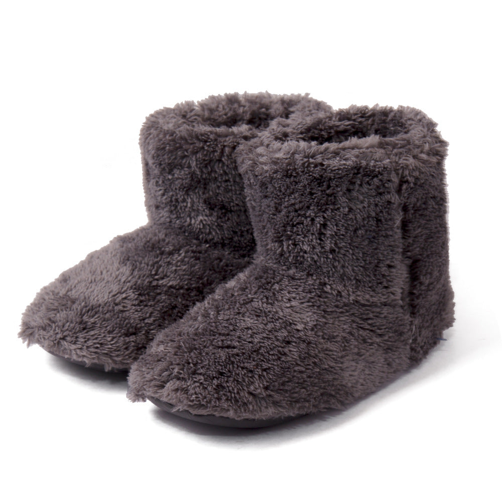 Couple bottes hautes en molleton de corail, chaussures d'intérieur en coton pour la maison