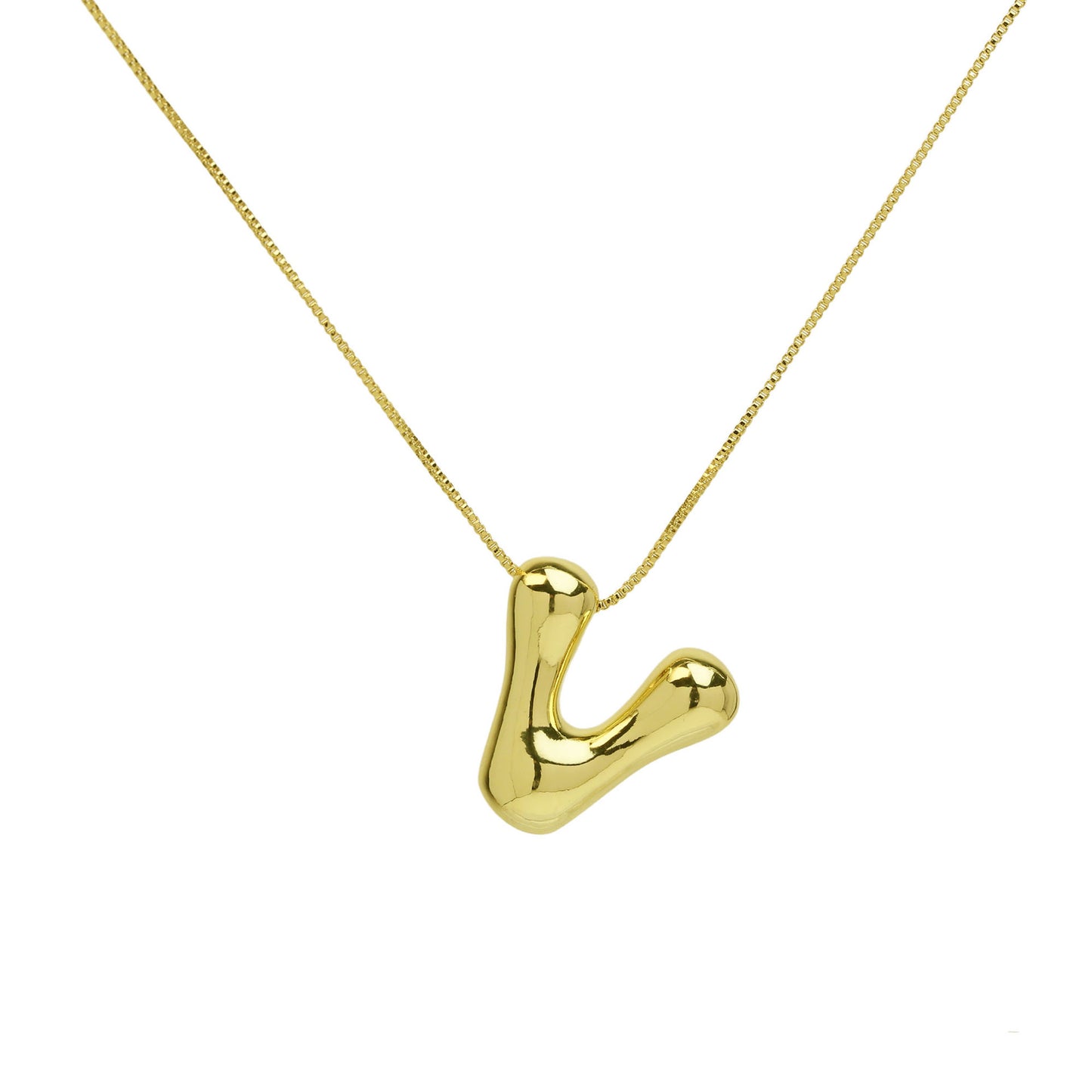Brass Glossy Balloon English Letter Pendant Necklace