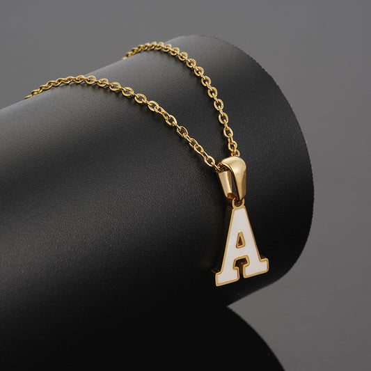 18K Gold Shell Stainless Steel Letter Pendant Necklace