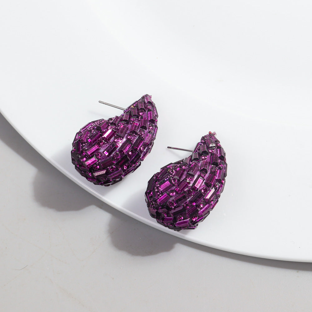 Boucles d'oreilles à tige en métal tendance et entièrement bijoux