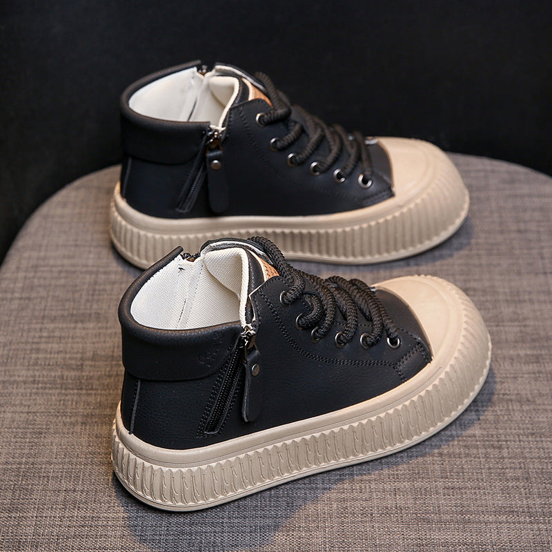 Chaussures blanches à fermeture éclair latérale pour femmes, chaussures de skate de sport décontractées