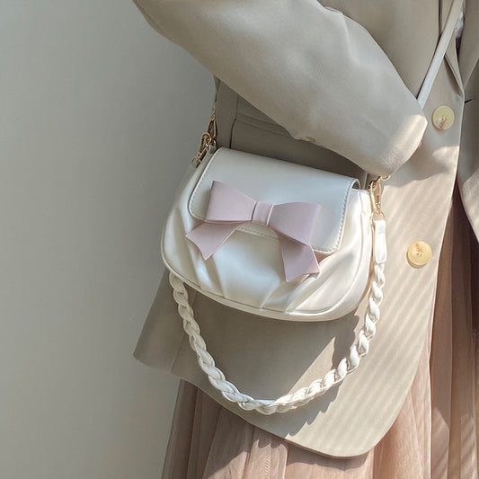 Sac messager à bandoulière plissé avec nœud pour femme