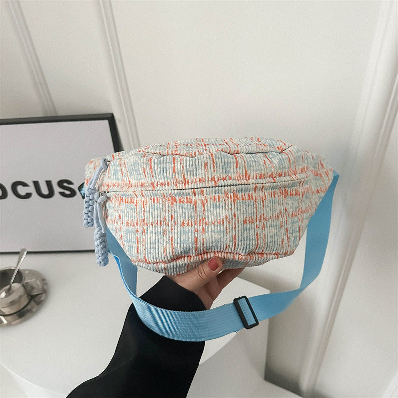 Plaid Contrast Color Women's Waist Bag Fashion