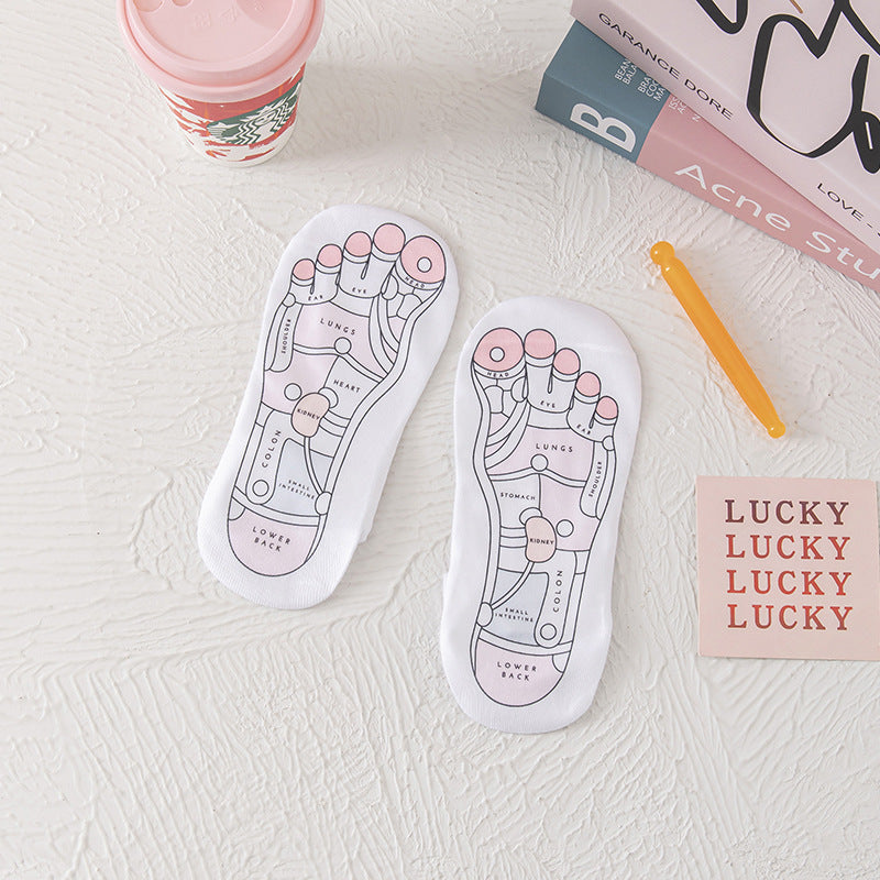 Acupoint Graphic Foot Massage Cotton Socks