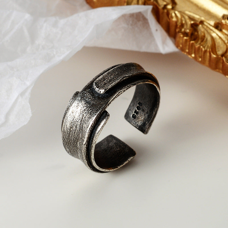 Retro Distressed Origami Ring Unisex