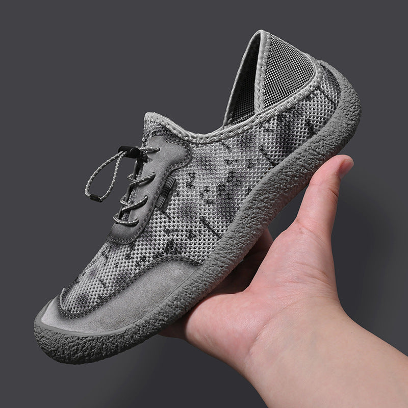 Chaussures de couture faites à la main pour hommes en cuir véritable de grande taille légères