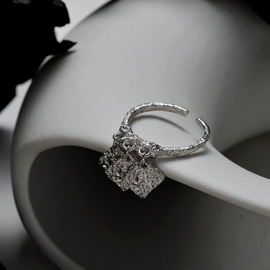 Textured Square Plate Ring For Women