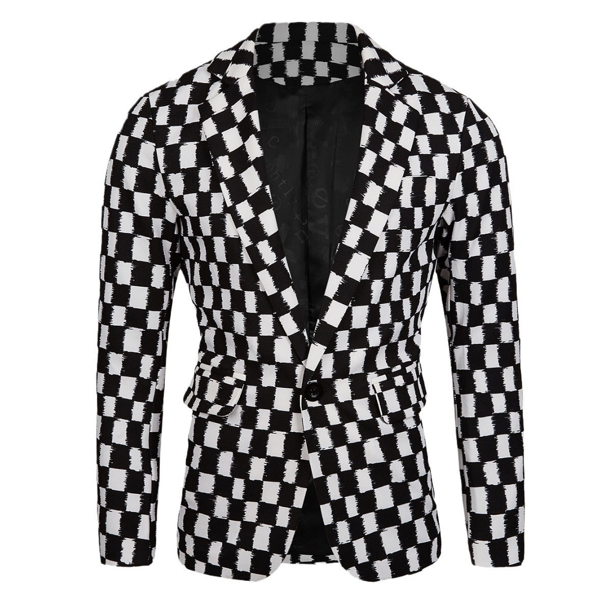 Houndstooth Leisure Suit Trendy Tops Slim-fit Plaid Suit