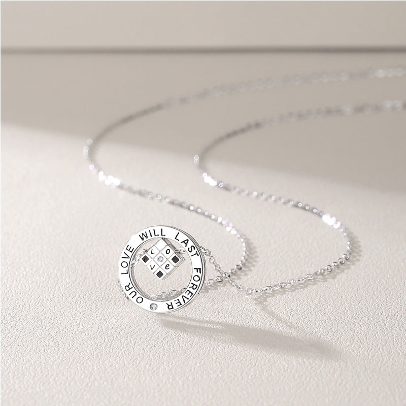 Cadena de clavícula del collar del cubo de Rubik del amor de la moda de los hombres y de las mujeres