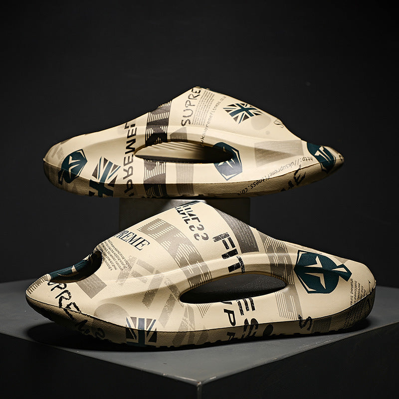 Zapatillas de plataforma bicolor de EVA con estampado de letras