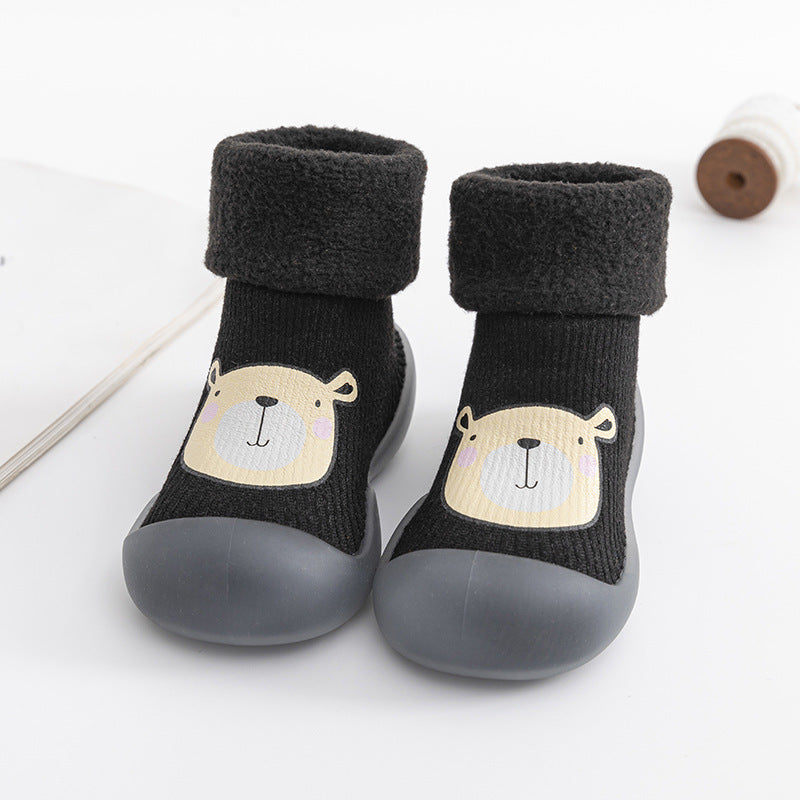 Chaussures montantes à enfiler pour bébé, chaussures épaisses doublées de polaire, automne et hiver