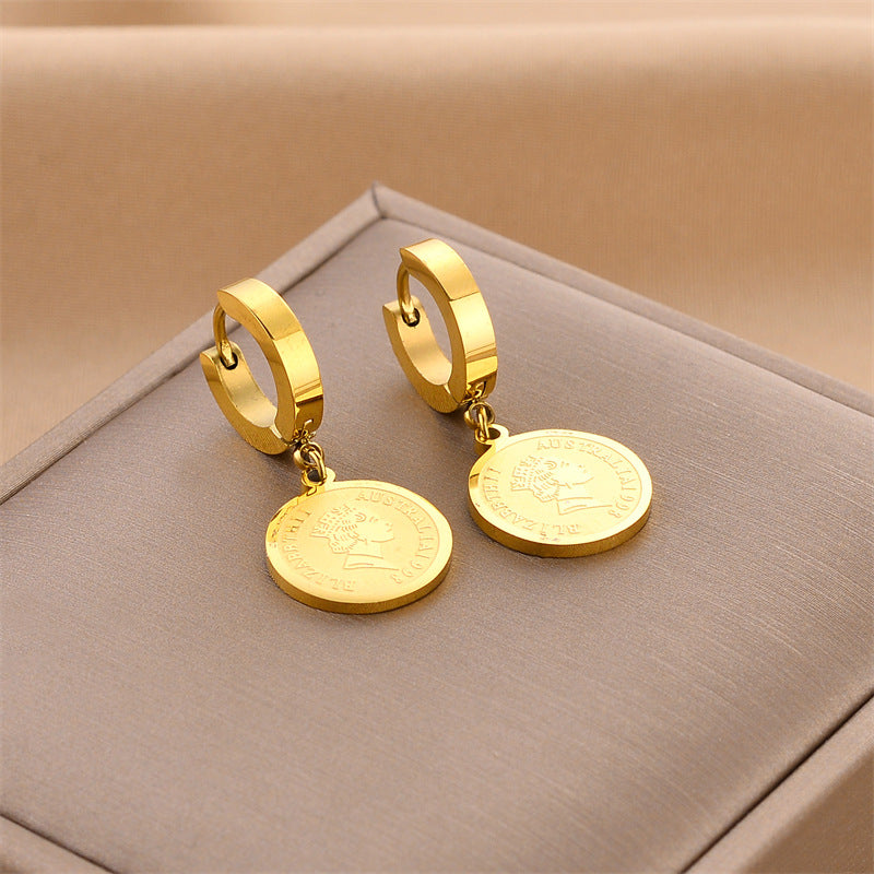 Boucles d'oreilles européennes et américaines en acier titane sans décoloration