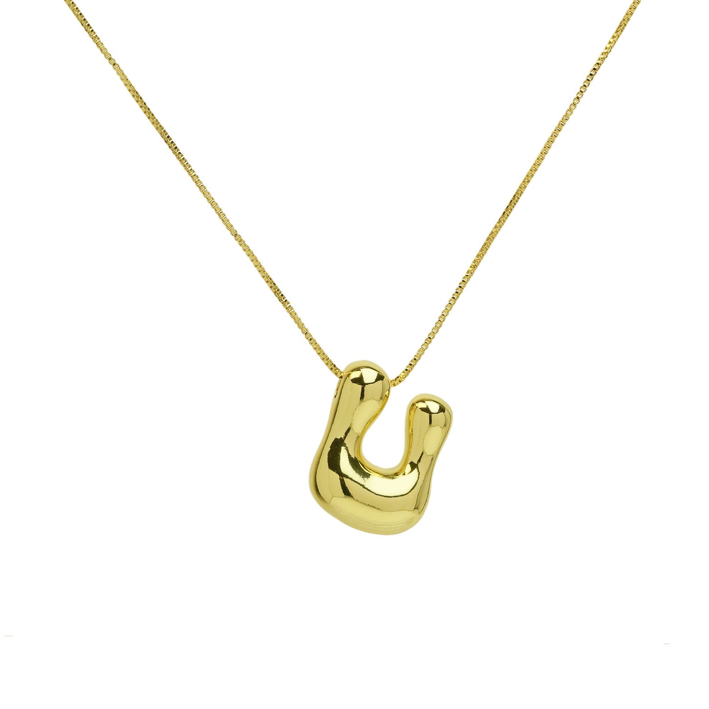 Brass Glossy Balloon English Letter Pendant Necklace