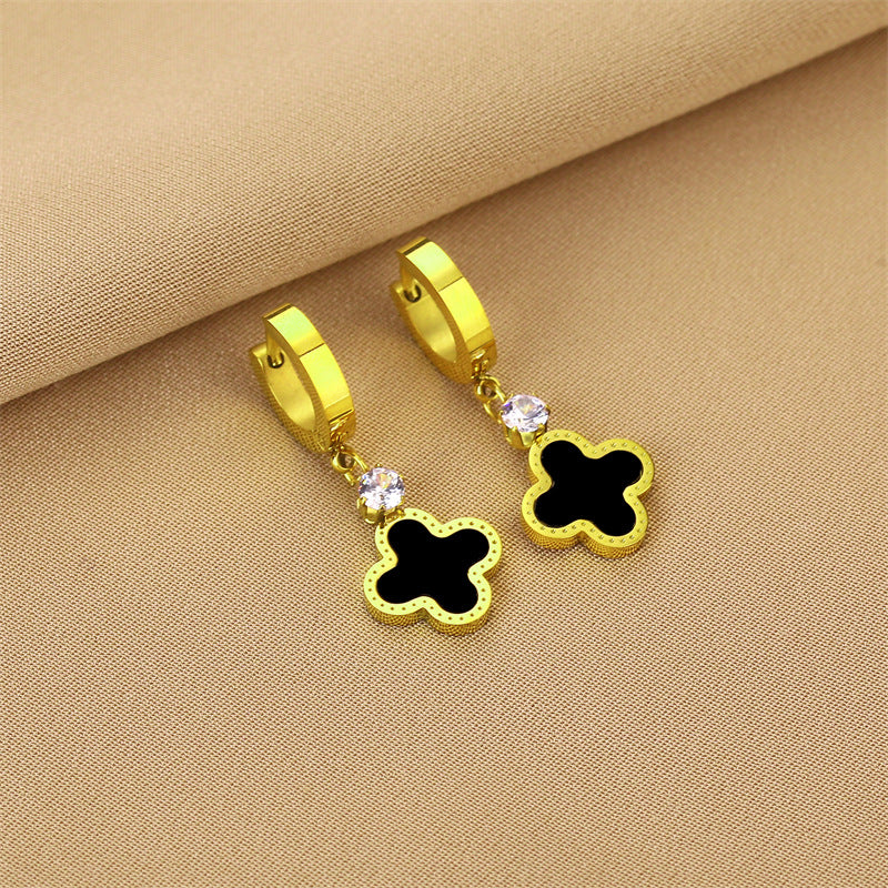 Boucles d'oreilles européennes et américaines en acier titane sans décoloration